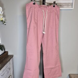 Roxy Blush Pink Ocean SIDE linen Casual Pants